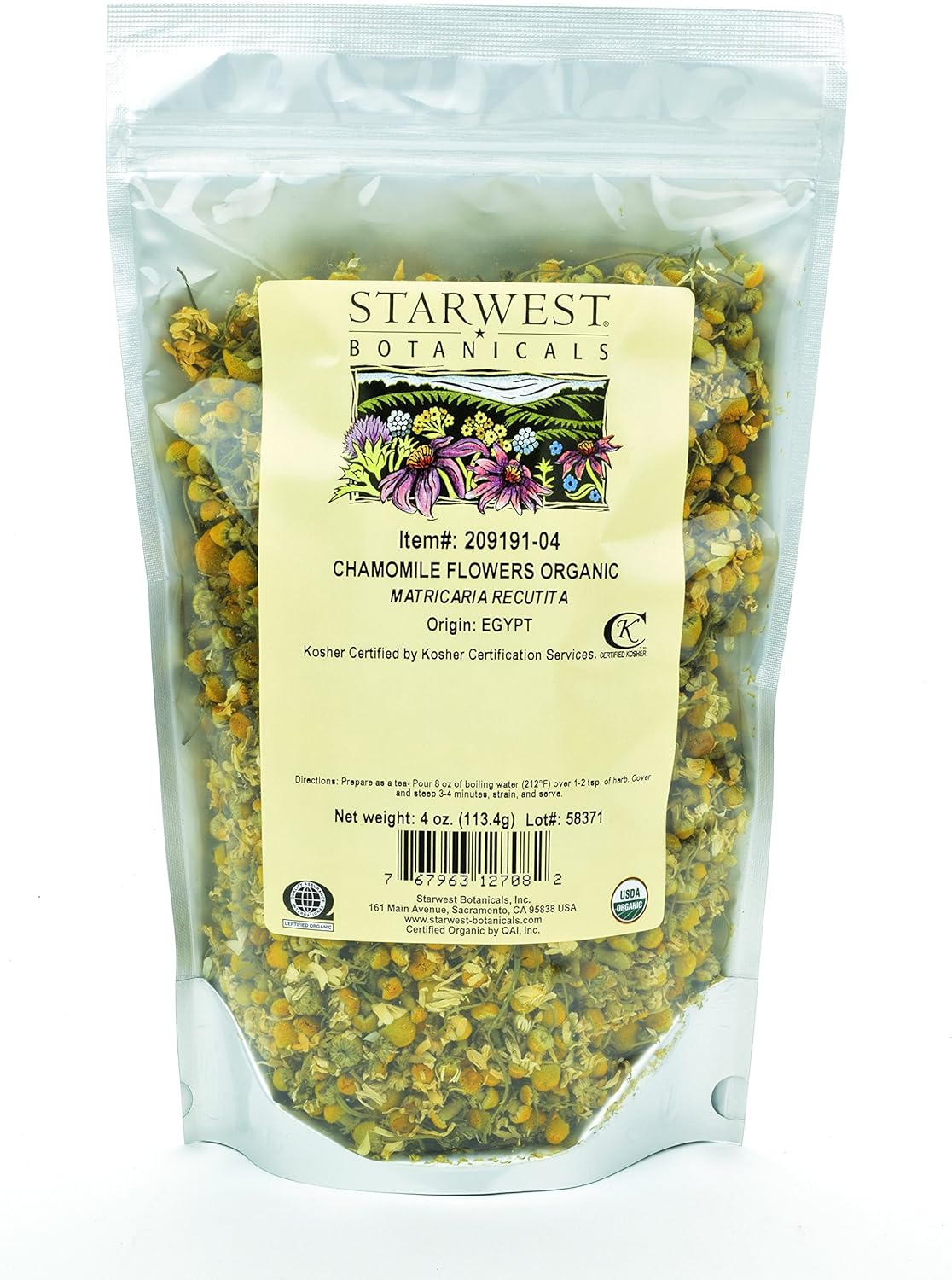 4 oz Starwest Botanicals Organic Whole Chamomile Flower from Egypt