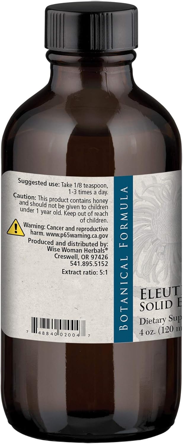 4 oz Wise Woman Herbals Eleuthero Solid Root Extract - Siberian Ginseng for Adrenal Health, Mental Endurance, Energy, Mood, and Stamina