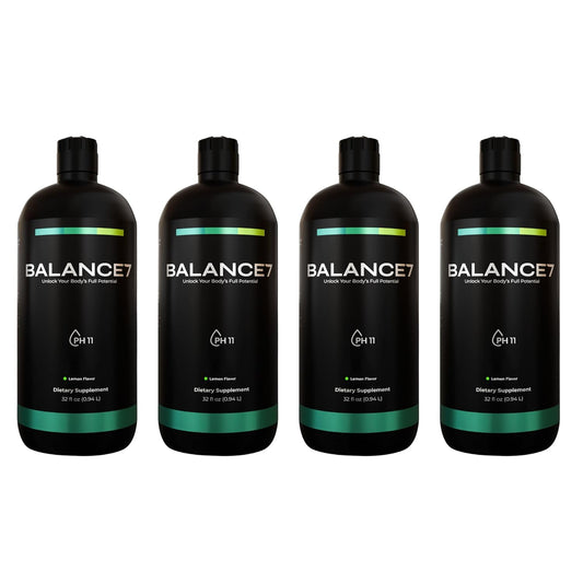4-Pack Balance 7 Alkaline Concentrate - 11+ pH Alkalizer & Booster - Drinking Water Enhancer (4 x 32 fl oz)