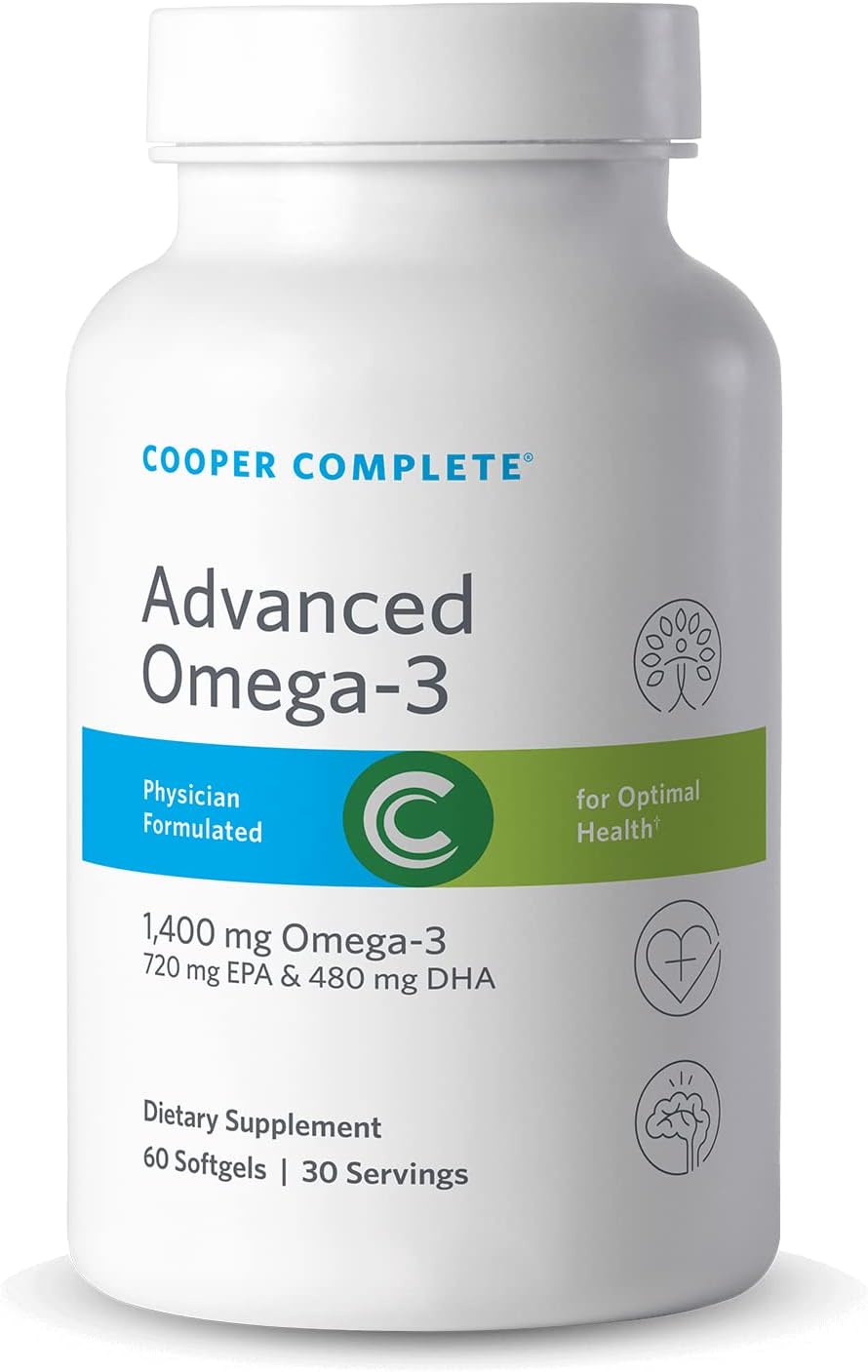4 Pack Cooper Complete Advanced Omega 3 Fish Oil Supplement - 60 Softgels, 1400mg EPA + DHA Omega-3 Fatty Acids
