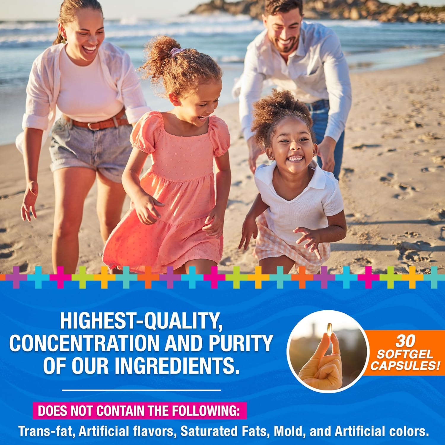 4-Pack Lifetrients Premium Omega-3 Fish Oil & Vitamin D3 Softgel Capsules - Zesty Lemon Flavor - Made in USA - Heart & Brain Health Support for Women and Men