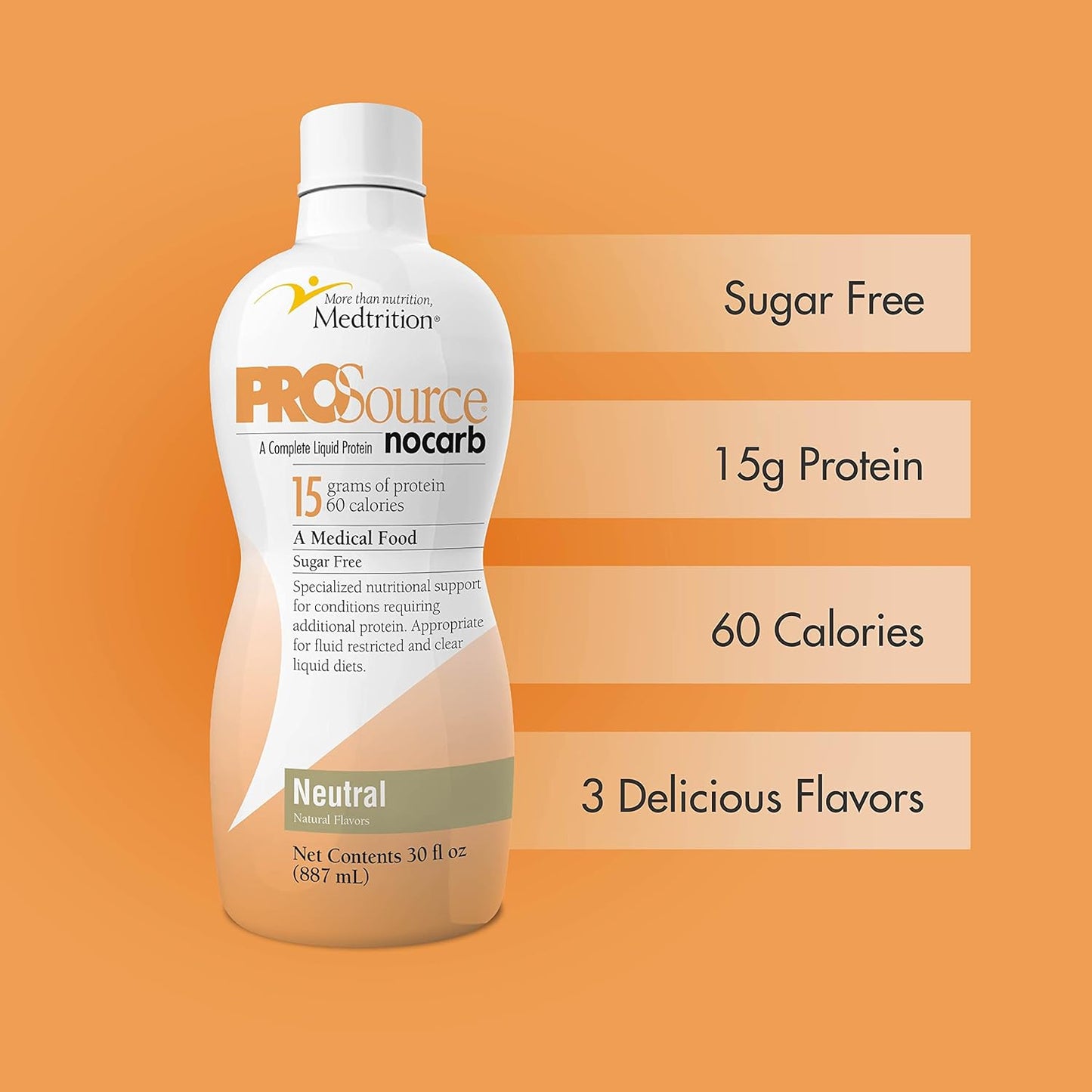 4 Pack Medtrition Liquid Collagen Peptides Type I, III 15 Grams Protein per Oz - Prosource NoCarb Neutral