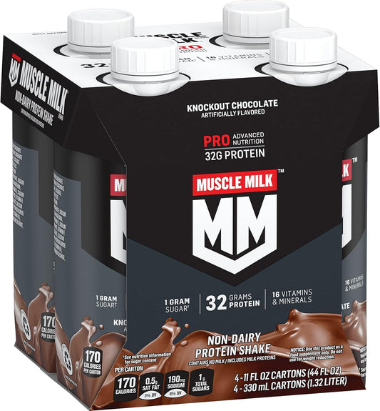 4-Pack Muscle Milk Pro Series Knockout Chocolate Protein Shake