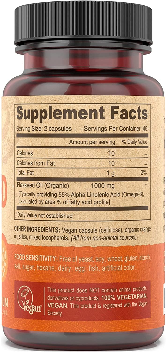 4 Pack of Deva Vegan Vitamins Flax Seed Oil, 500 MG, 90 Vcaps - Vegan Omega-3 Supplement