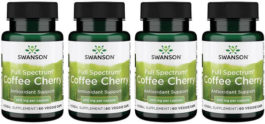 4 Pack Swanson Coffee Cherry Herbal Supplement for Immune System & Overall Wellness Support - 60 Veggie Capsules, 200mg