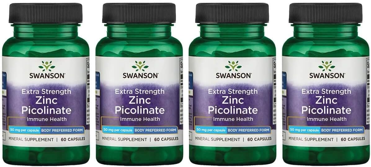 4 Pack Swanson Extra Strength Zinc Picolinate 50 mg Capsules - Body Preferred Form