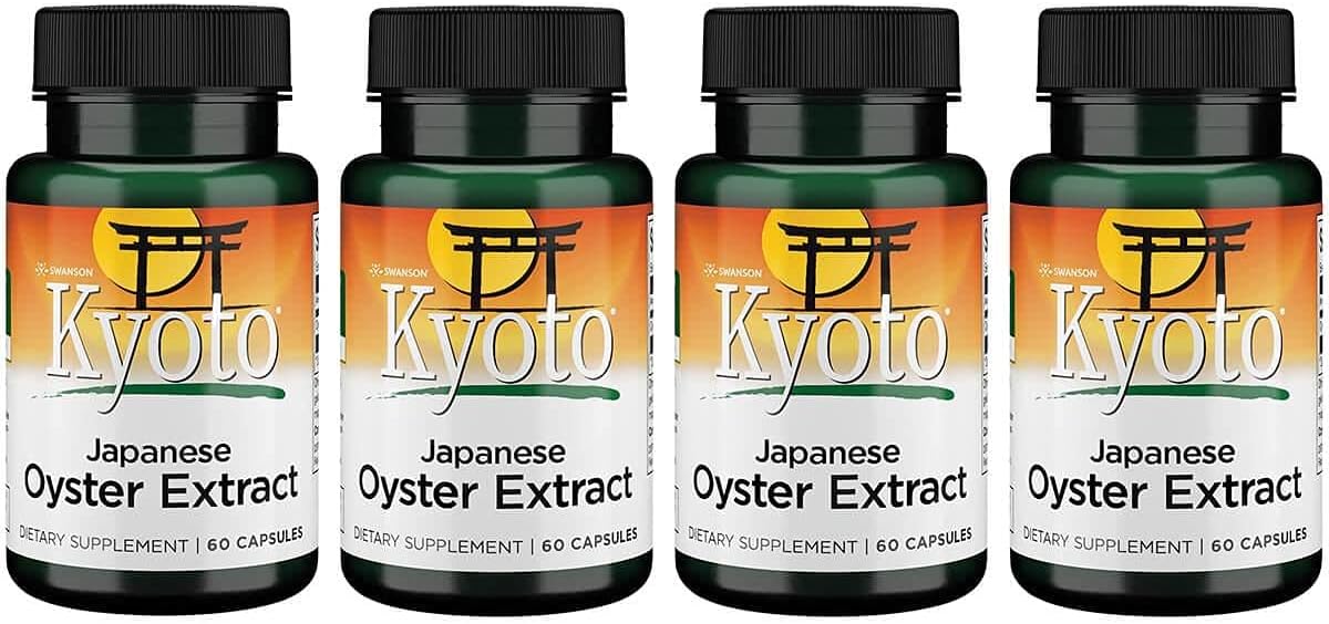 4-Pack Swanson Kyoto Japanese Oyster Extract Capsules 500mg - Natural Drive & Wellness Supplement for Men & Women