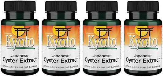 4-Pack Swanson Kyoto Japanese Oyster Extract Capsules 500mg - Natural Drive & Wellness Supplement for Men & Women