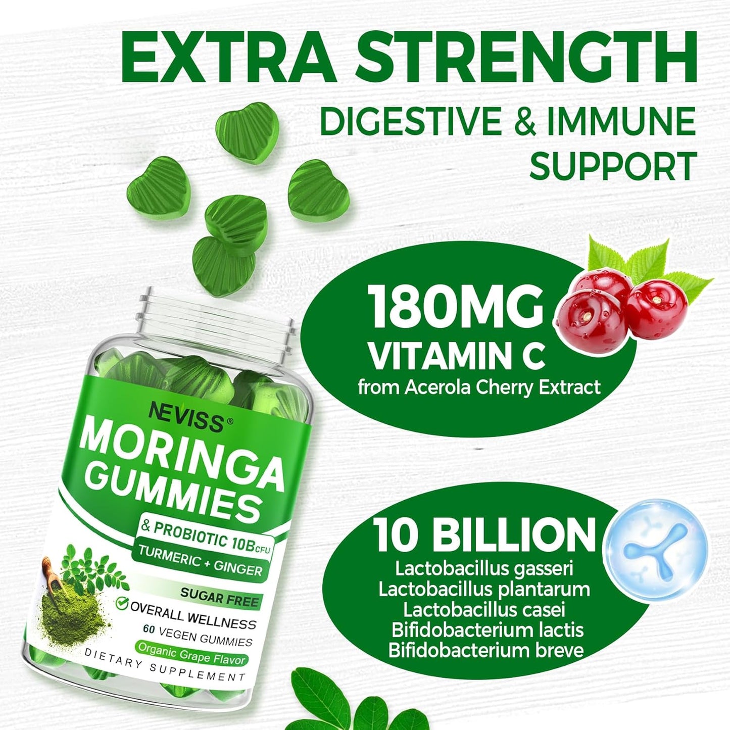 4 Pack Turmeric Ginger and Moringa Gummies for Wellness Support
