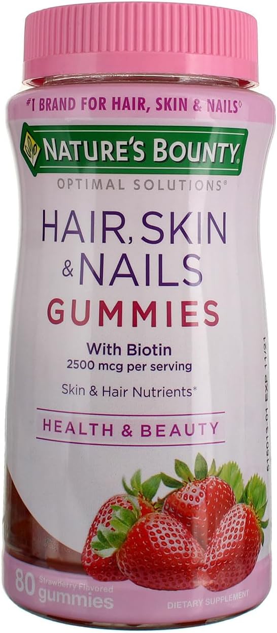 4 Packs of Nature's Bounty Optimal Solutions Hair, Skin and Nails Gummies - 80 Count Each