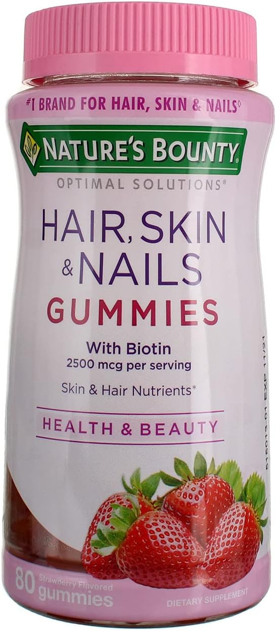 4 Packs of Nature's Bounty Optimal Solutions Hair, Skin and Nails Gummies - 80 Count Each