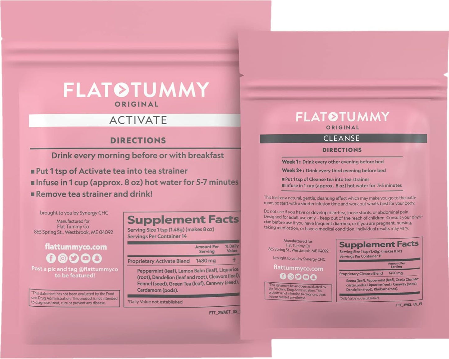 4-Week Flat Tummy Tea Detox Program for Energy Boost & Bloating Reduction - Natural Cleanse with Green Tea, Lemon Balm, Dandelion, Fennel - Digestion Support - 3 Pack