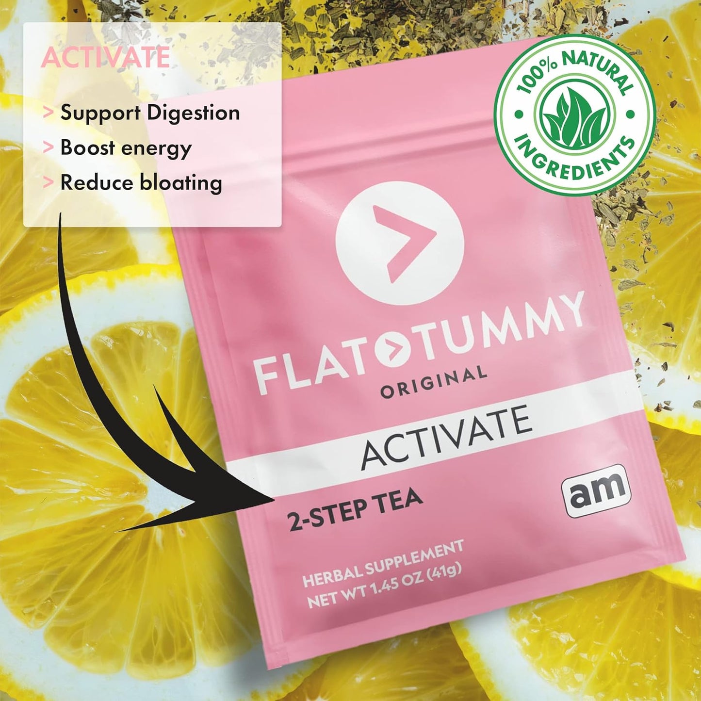 4-Week Flat Tummy Tea Detox Program for Energy Boost & Bloating Reduction - Natural Cleanse with Green Tea, Lemon Balm, Dandelion, Fennel - Digestion Support - 3 Pack