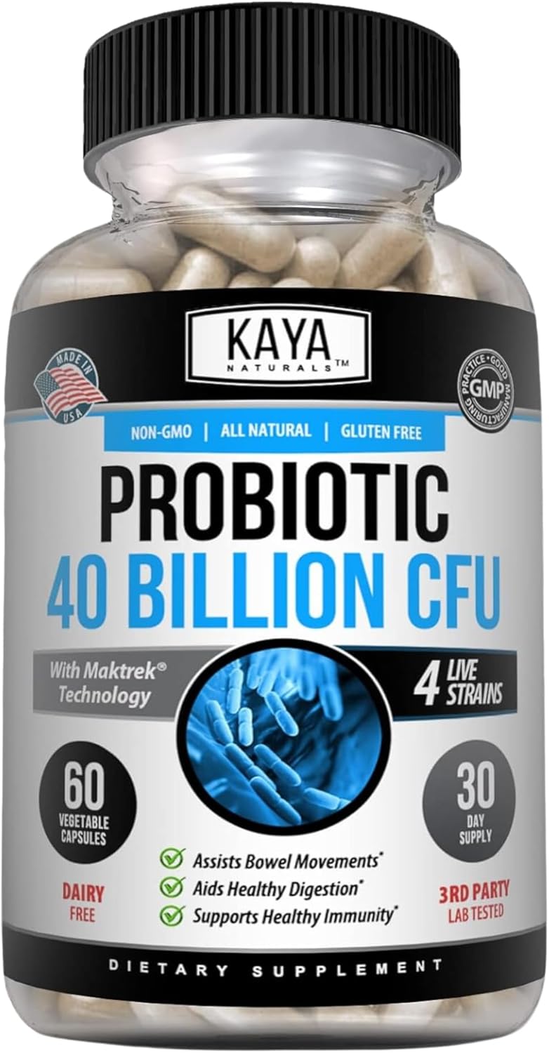 40 Billion CFU Probiotic Supplement for Men, Women, and Adults - Gut & Immune Health Support - 60 Veg Capsules