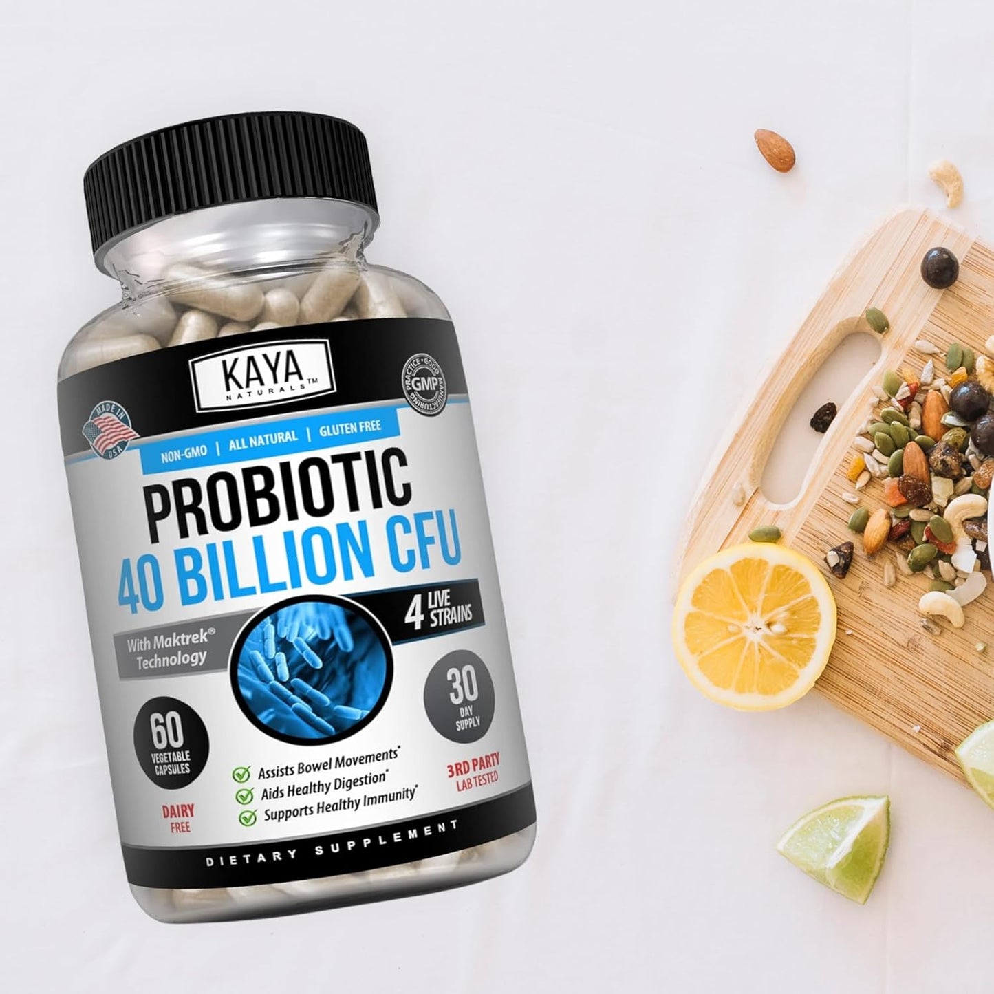 40 Billion CFU Probiotic Supplement for Men, Women, and Adults - Gut & Immune Health Support - 60 Veg Capsules