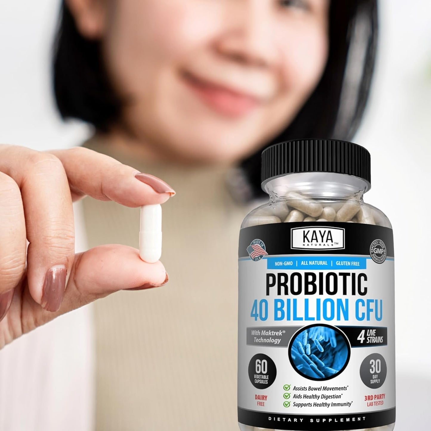 40 Billion CFU Probiotic Supplement for Men, Women, and Adults - Gut & Immune Health Support - 60 Veg Capsules