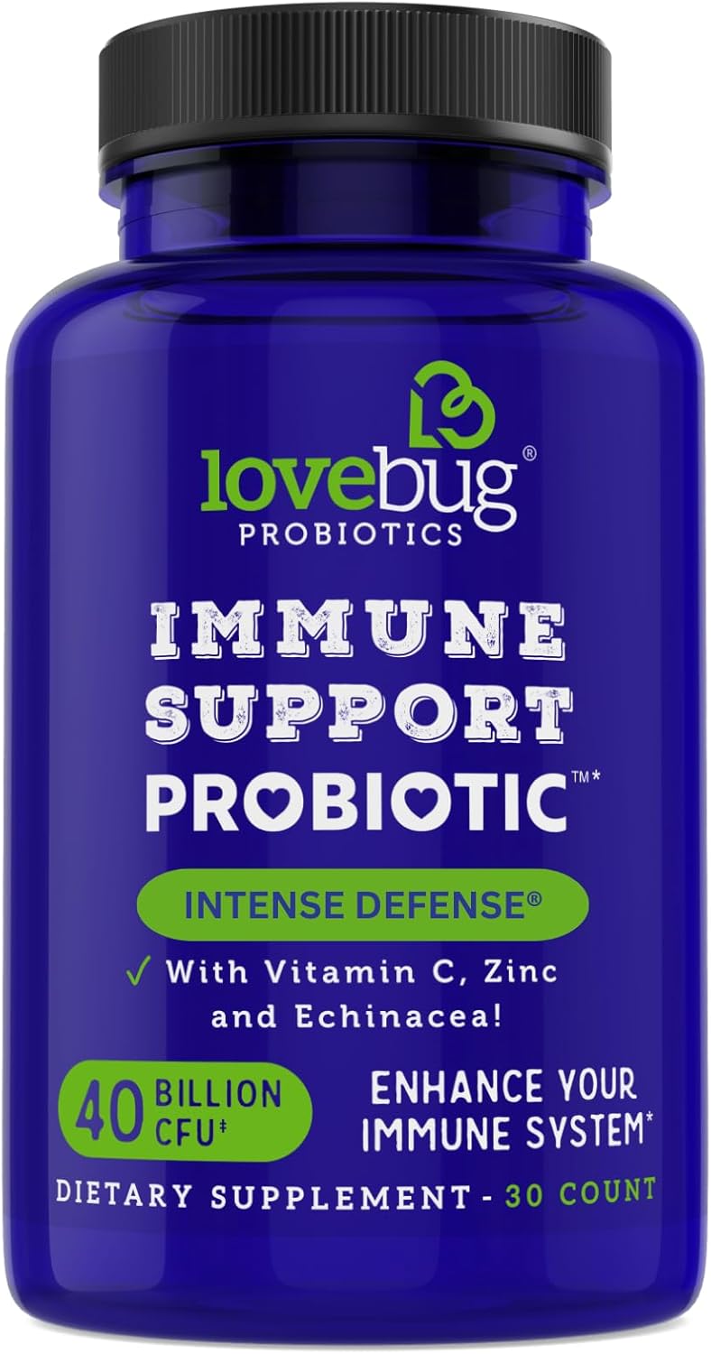 40 Billion CFU Probiotic with Vitamin C, Zinc, Echinacea - Immune Support for Men & Women - 30 Capsules
