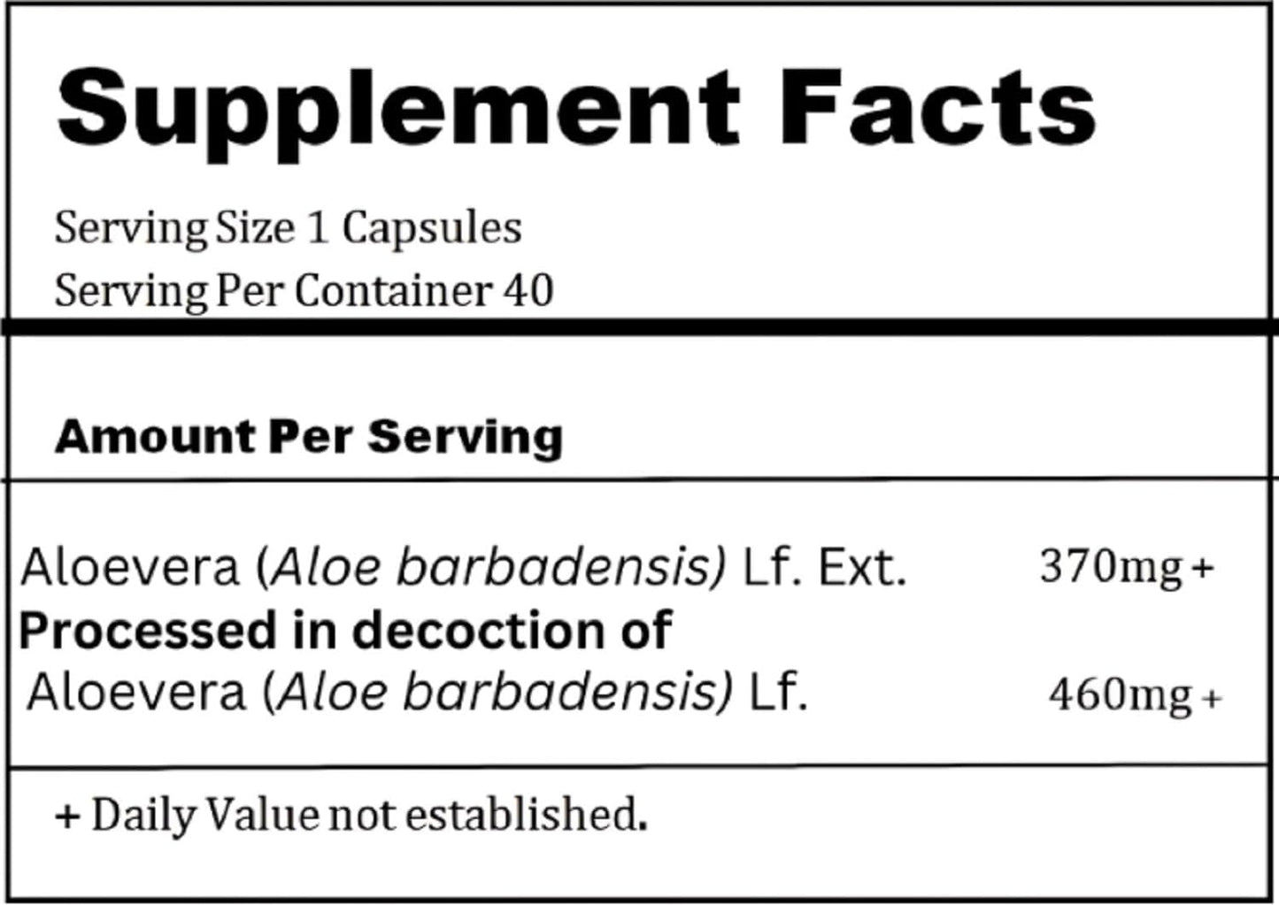 40-Count Aloe Vera Capsules for Digestive Health | Herbal Supplement for Bowel Regulation | Soothes Digestive Tract | Ayurvedic Formula
