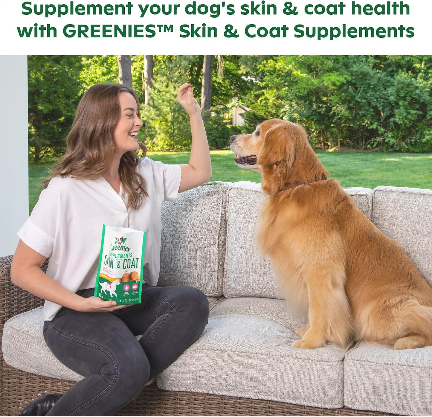 40 Count Greenies Chicken-Flavor Soft Chews Dog Skin & Coat Supplements With Fish Oil & Omega 3 Fatty Acids