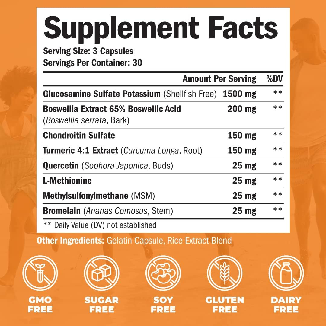 40+ Liver Supplement with Glucosamine, Chondroitin, MSM, Turmeric, Boswellia & Milk Thistle for Joint and Liver Support