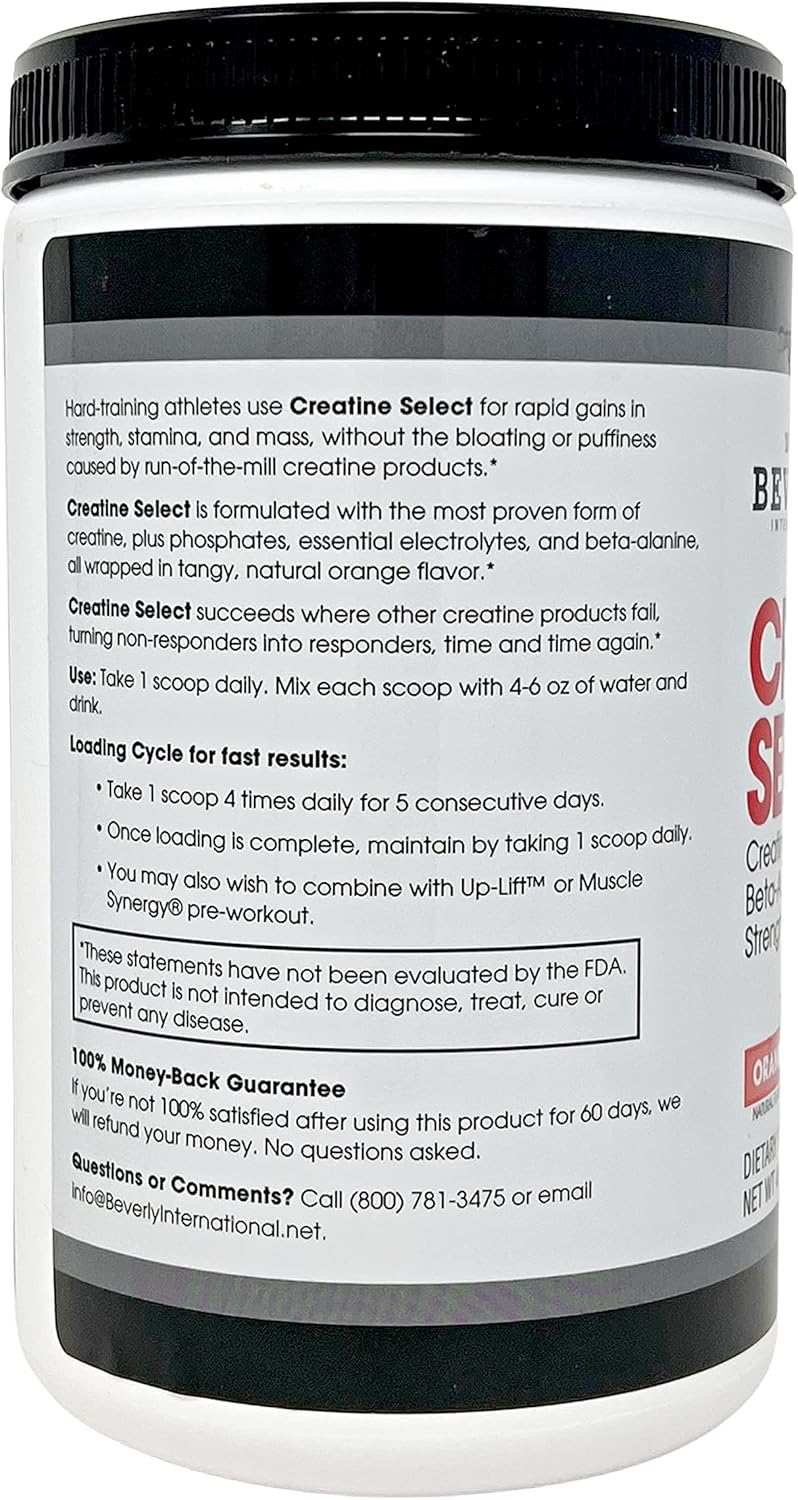 40 Servings of Beverly International Creatine Select with Phosphates - Muscle-Boosting Formula for Men and Women, Tastes Like Tang