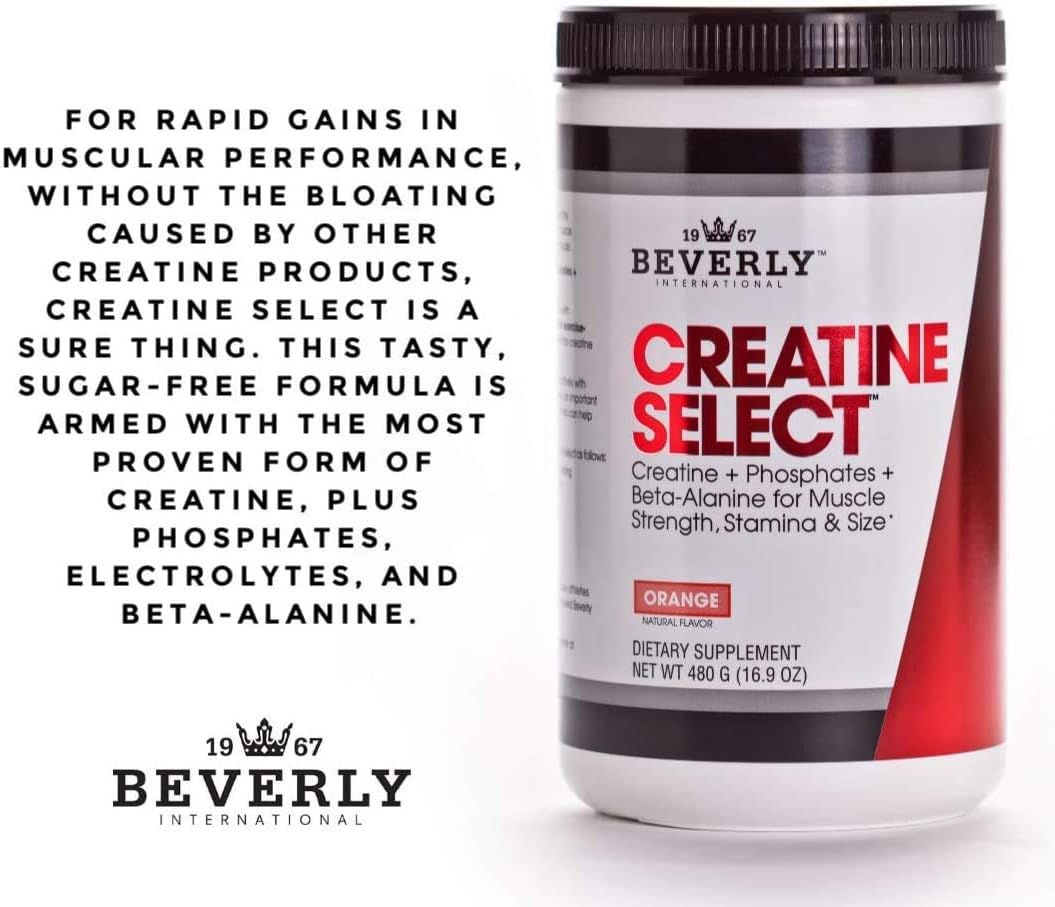 40 Servings of Beverly International Creatine Select with Phosphates - Muscle-Boosting Formula for Men and Women, Tastes Like Tang