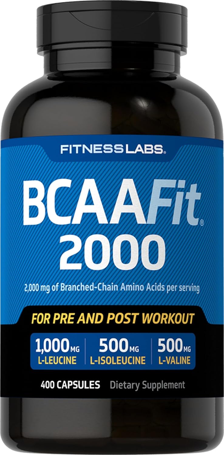 400 Capsules of Fitness Labs BCAAFit 2000 for Muscle Growth and Recovery with Branched Chain Amino Acids