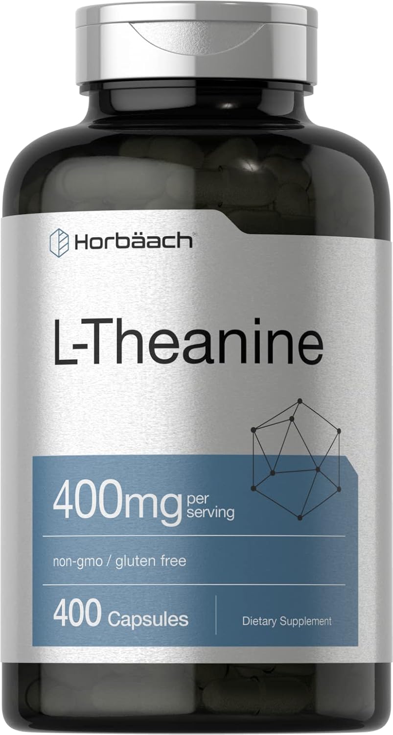 400 Capsules of Horbäach L-Theanine 400mg - High Potency, Non-GMO, Gluten Free