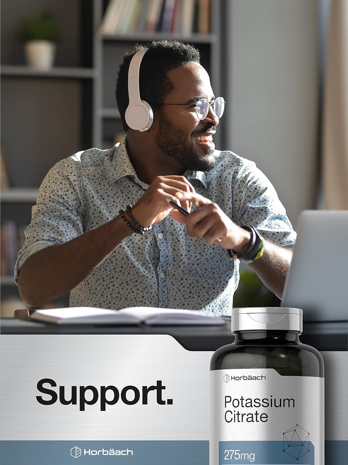 400 Capsules of Non-GMO Potassium Citrate Supplement 275 mg - Gluten Free Formula by Horbäach