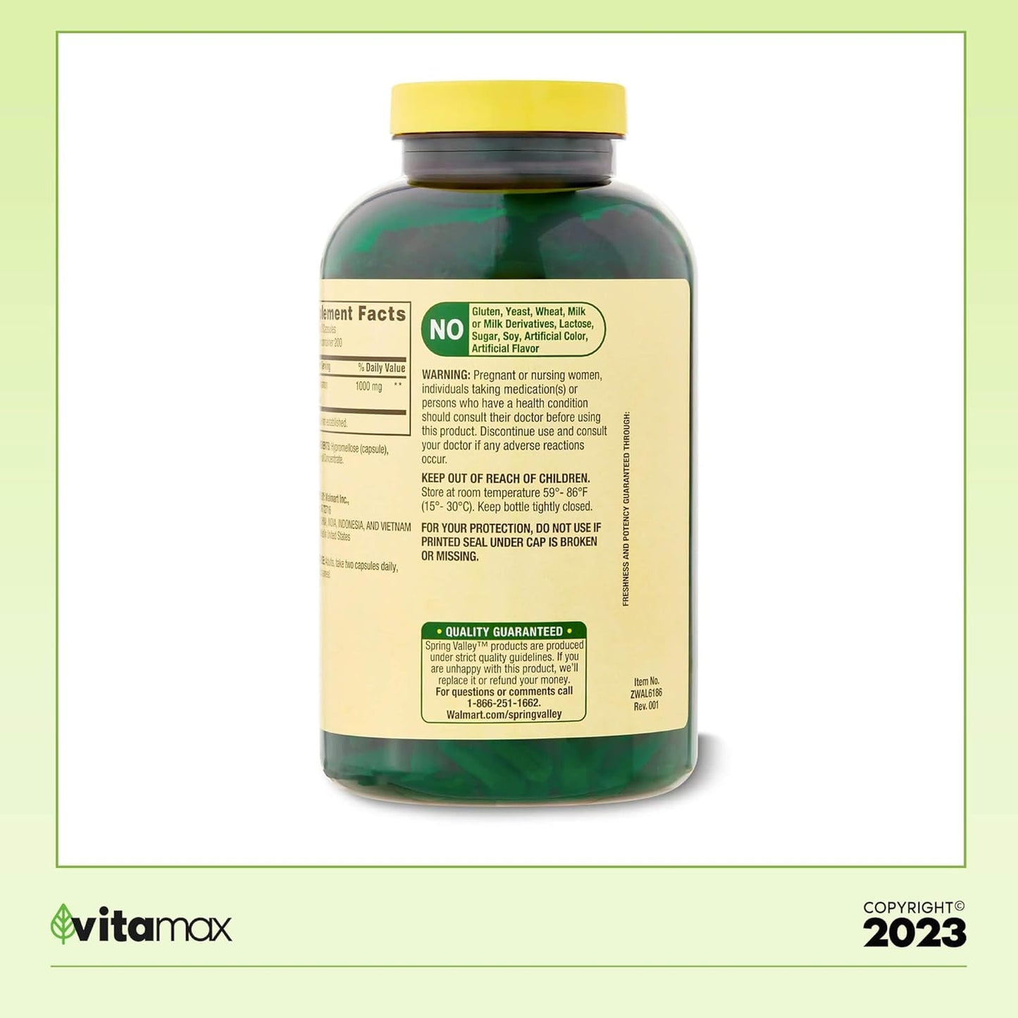 400 Count Spring Valley Cinnamon Dietary Support Capsules with VitaMax Vitamin Guide, 1,000 mg - Vegetarian Formula - 2 Items
