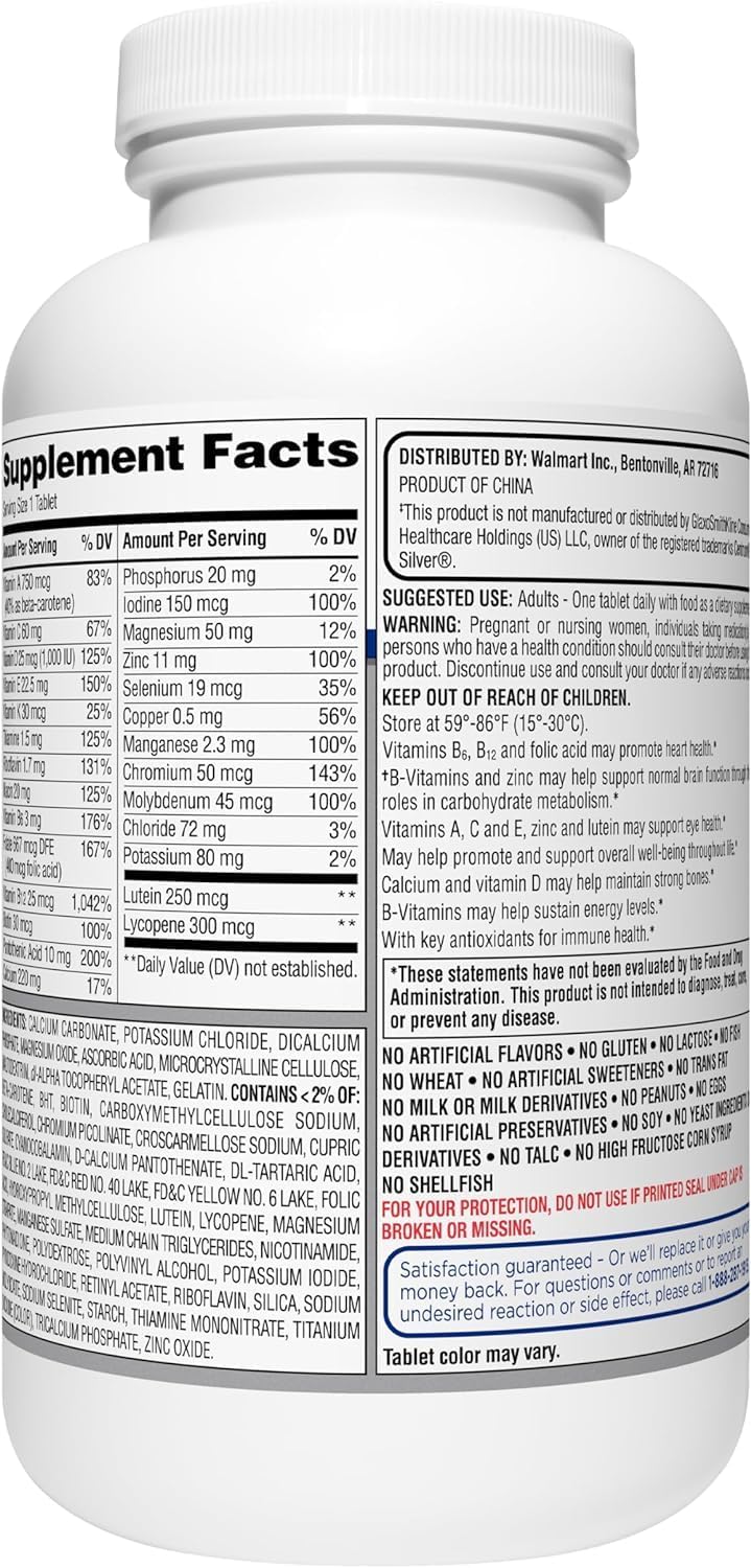 400 Ct Equate Mature Adult 50+ One Daily Complete Multivitamin - Compare to Centrum Silver