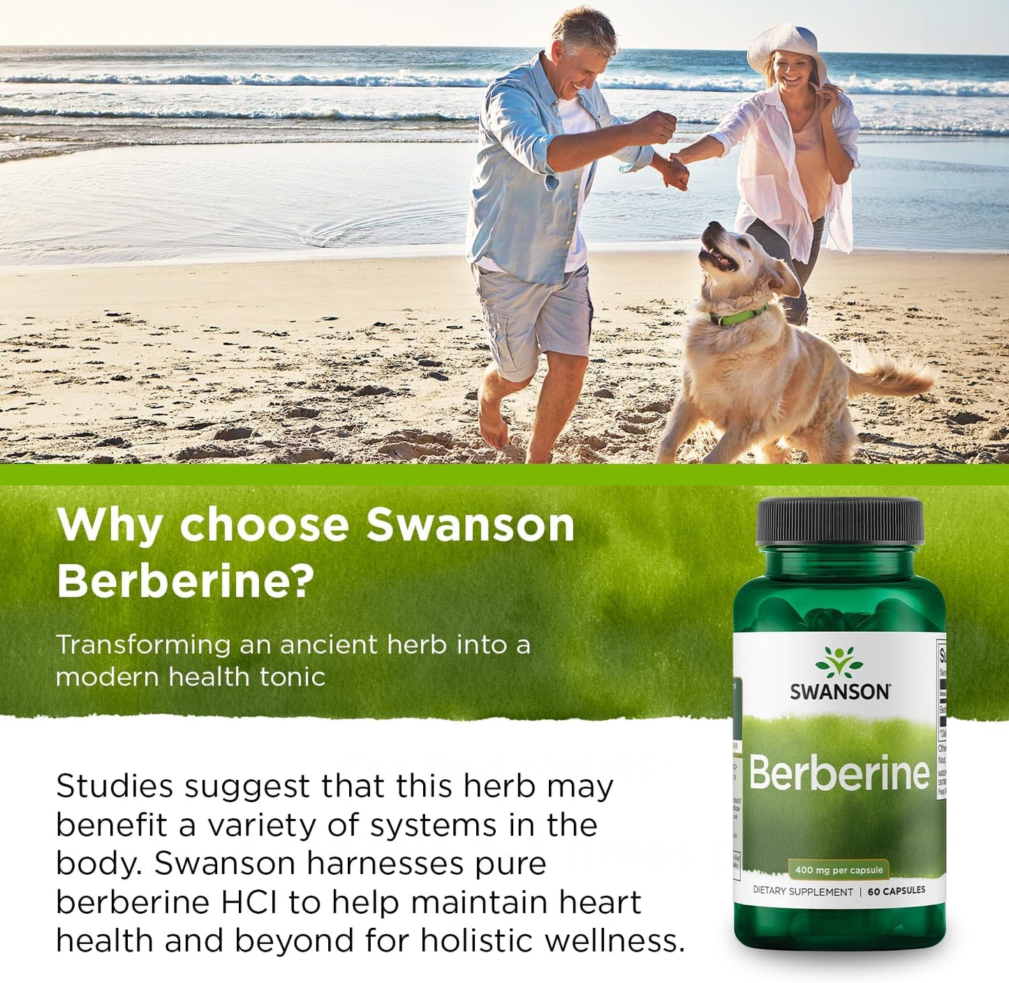 400 mg Berberine HCl Capsules for Overall Wellness - 60 Count by Swanson