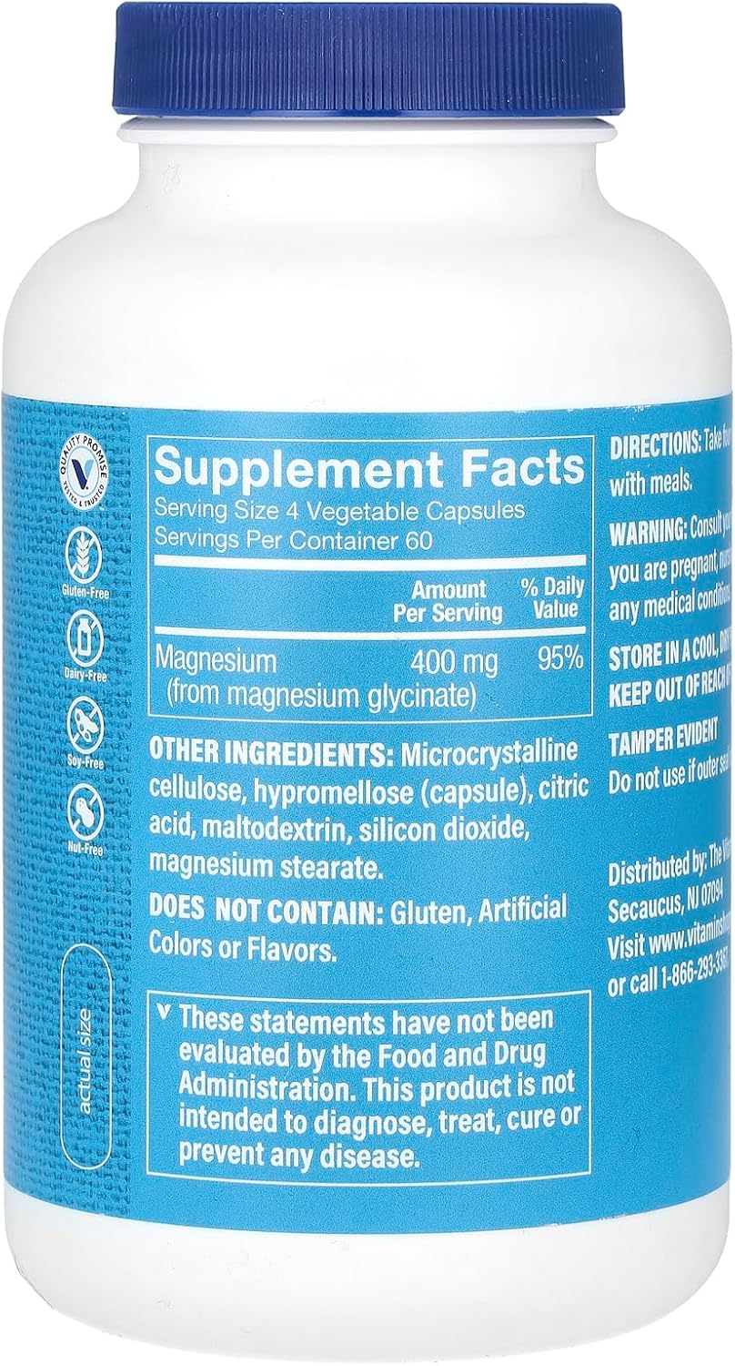 400 MG Magnesium Glycinate Capsules for Energy and Heart Health - 240 Count