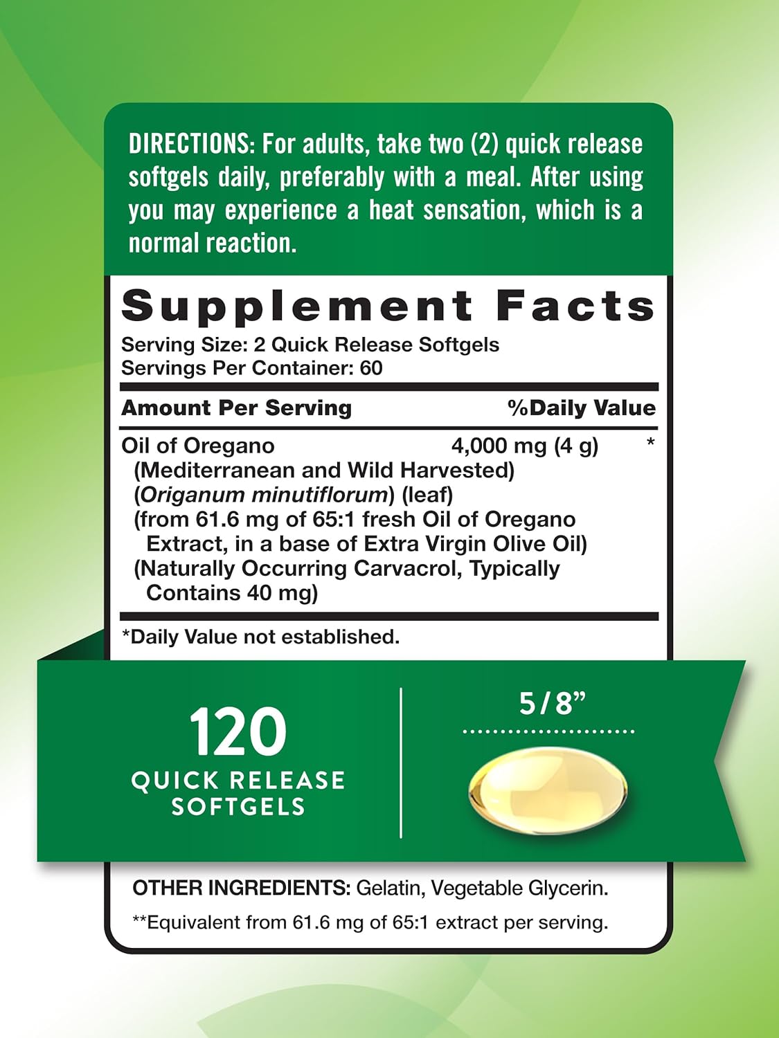 4000 mg Oil of Oregano Softgels - 120 Count Non-GMO & Gluten Free Herbal Supplement by Nature's Truth