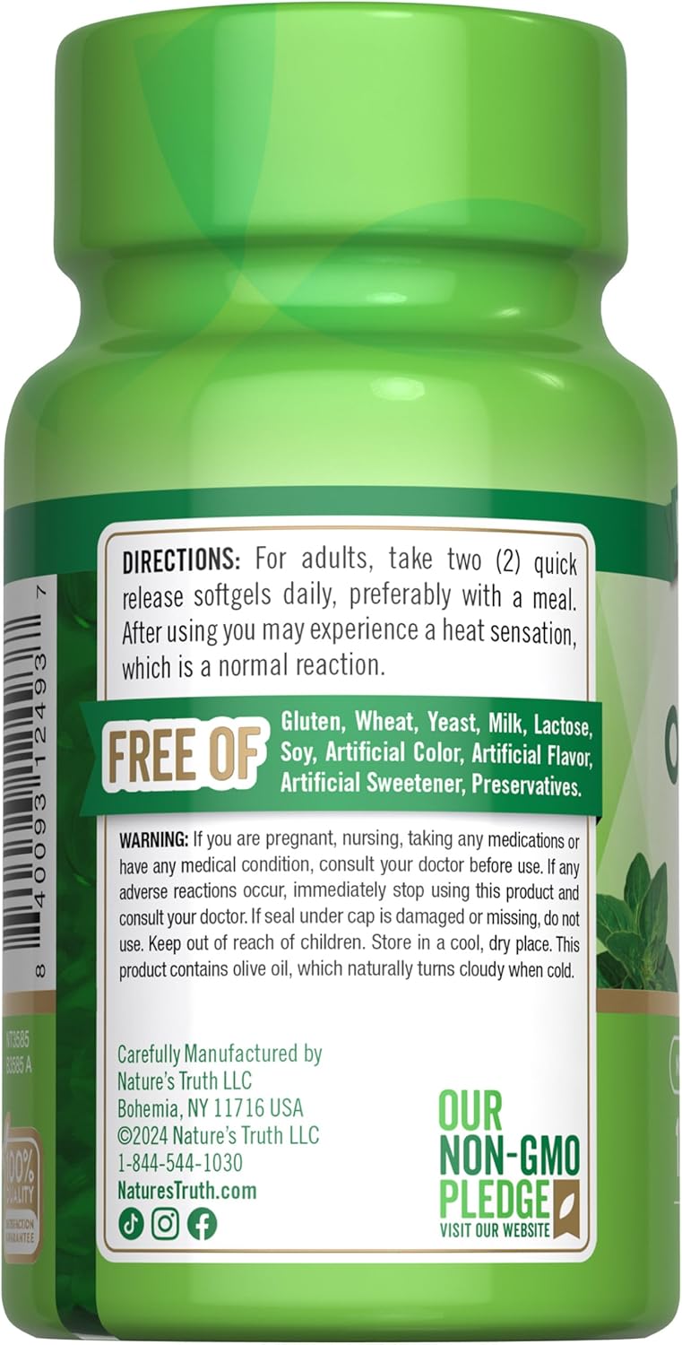 4000 mg Oil of Oregano Softgels - 120 Count Non-GMO & Gluten Free Herbal Supplement by Nature's Truth