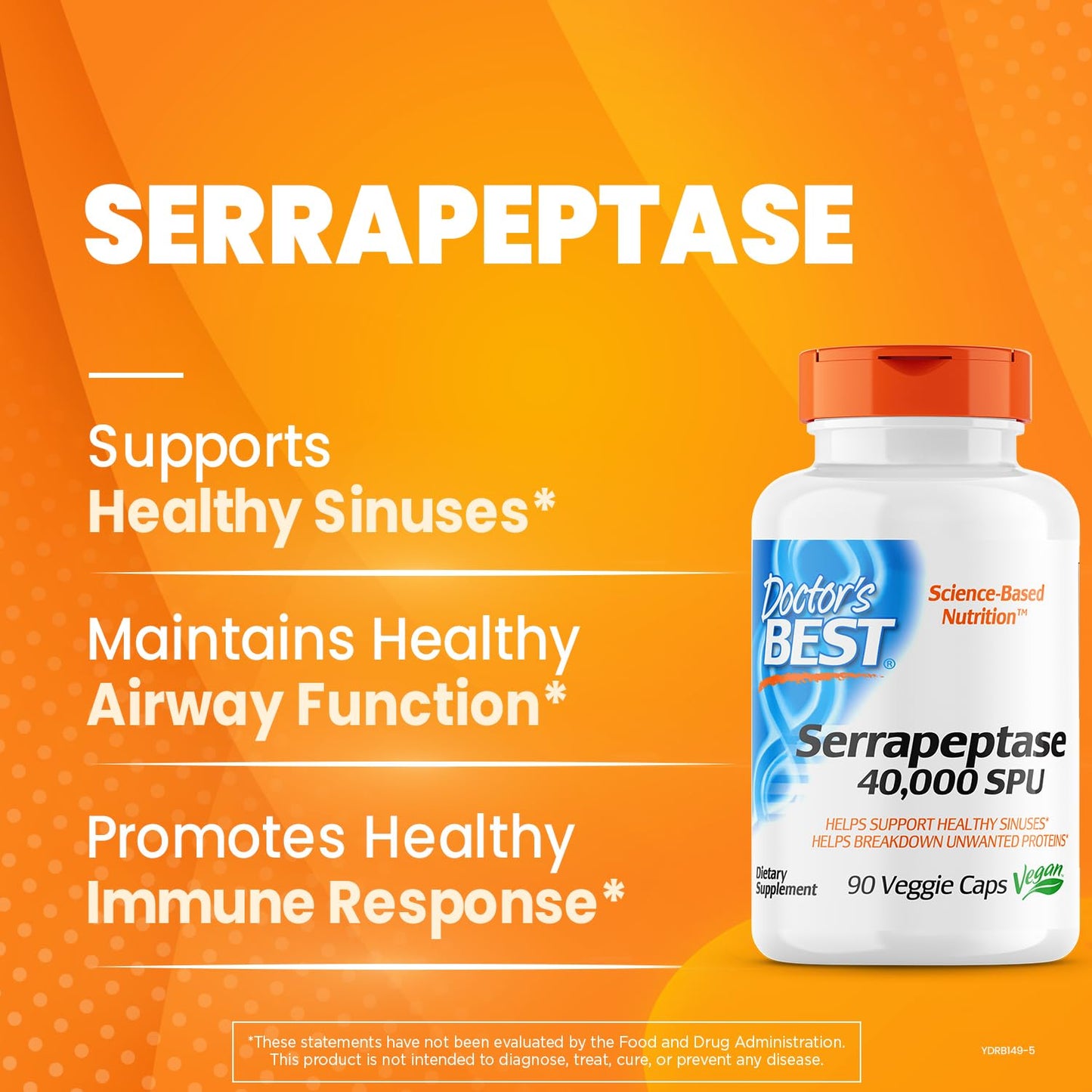 40,000 SPU Serrapeptase Capsules for Sinus Health - Non-GMO Vegan Supplement