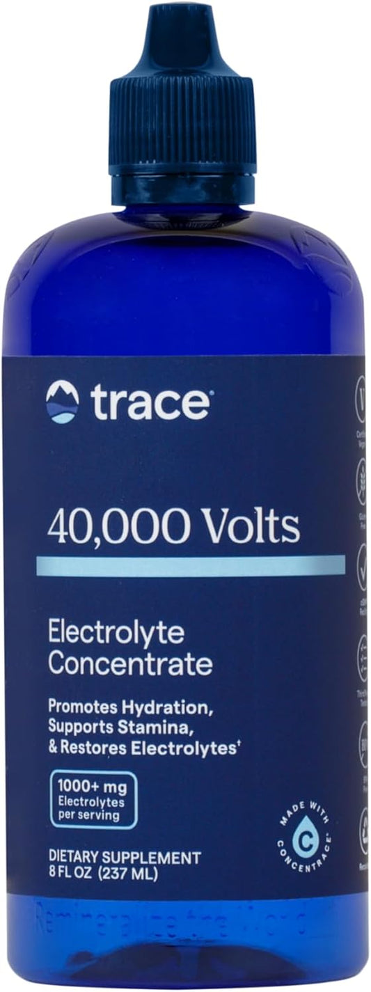 40,000 Volts Trace Minerals Concentrate Drops - Electrolyte Support for Muscle Health - Workout Hydration Aid - 8 fl oz (48 Servings)