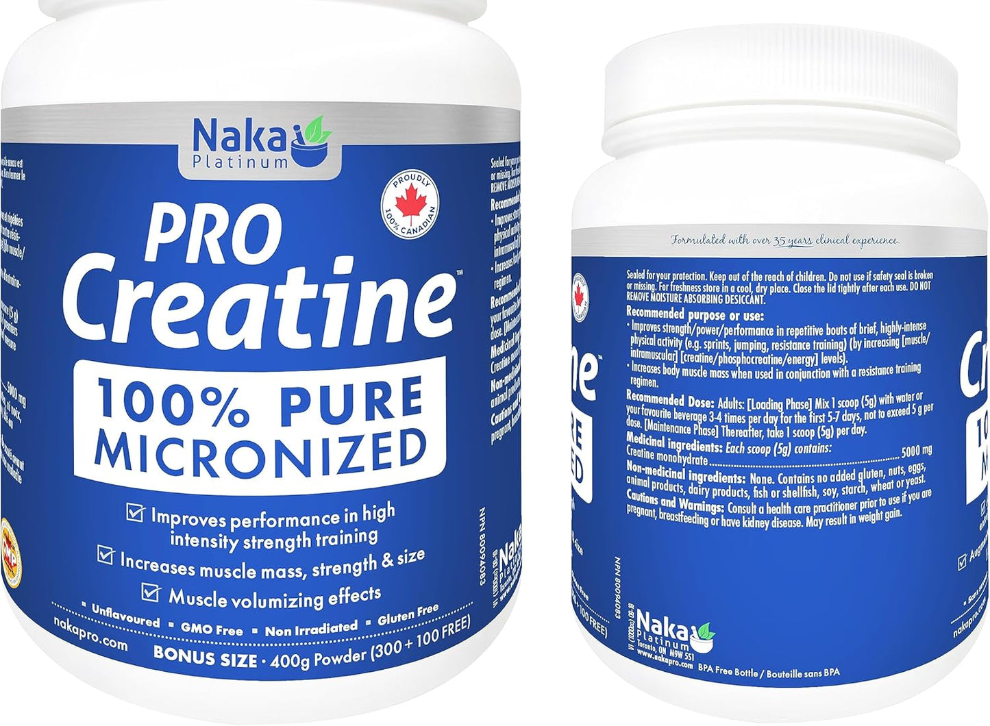 400g NAKA Creatine Powder - 100% Pure Micronized Supplement for Muscle Growth, Strength, Energy, and Athletic Performance
