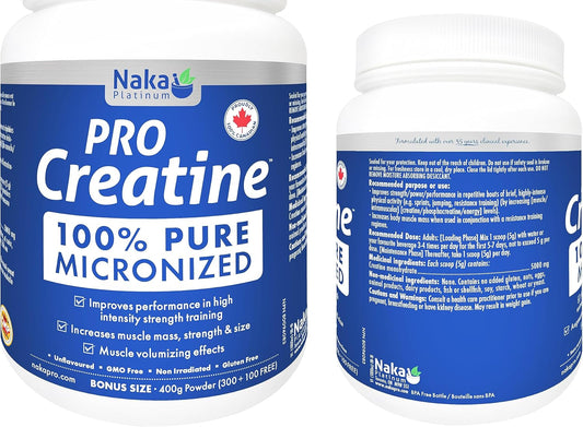 400g NAKA Creatine Powder - 100% Pure Micronized Supplement for Muscle Growth, Strength, Energy, and Athletic Performance