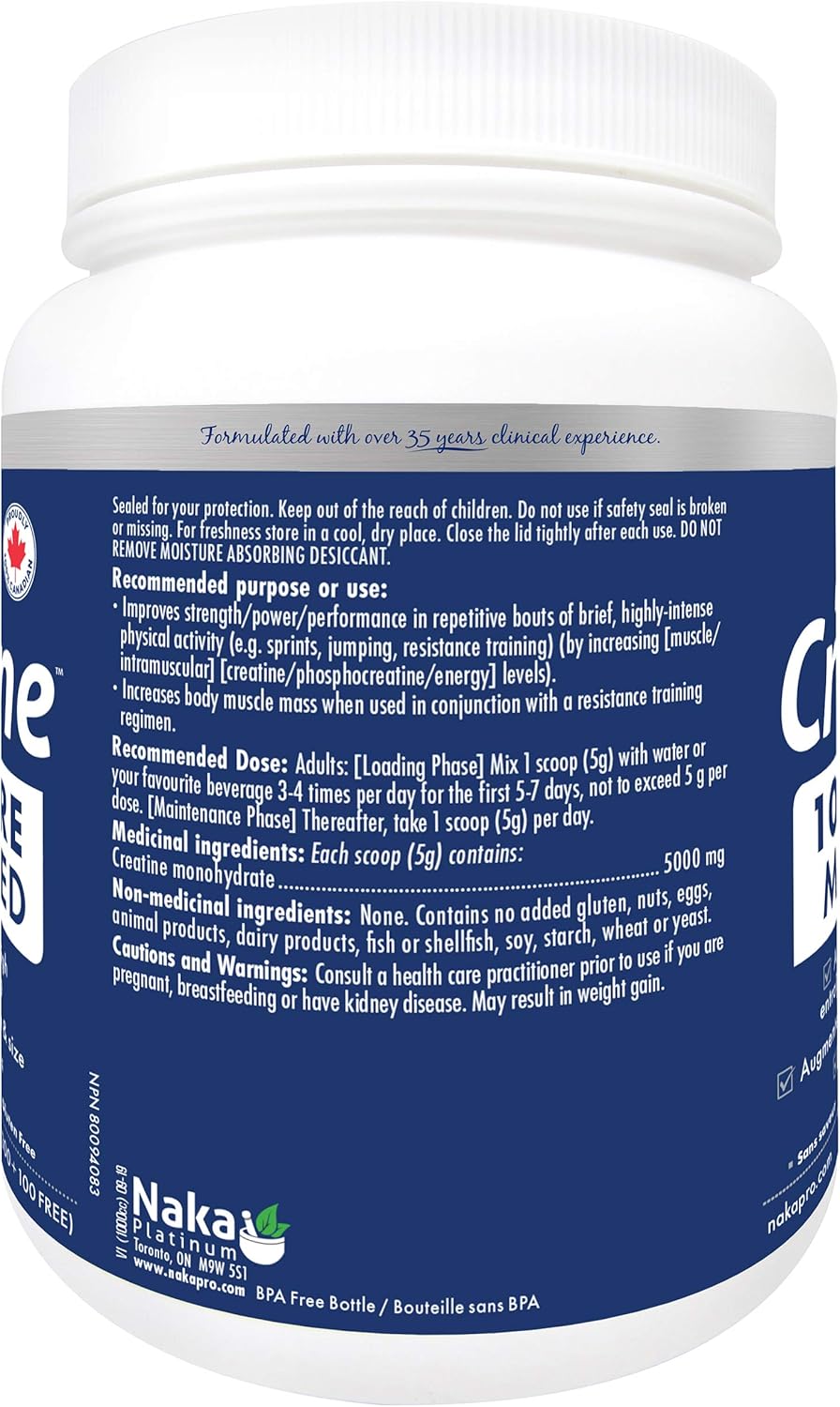 400g NAKA Creatine Powder - 100% Pure Micronized Supplement for Muscle Growth, Strength, Energy, and Athletic Performance