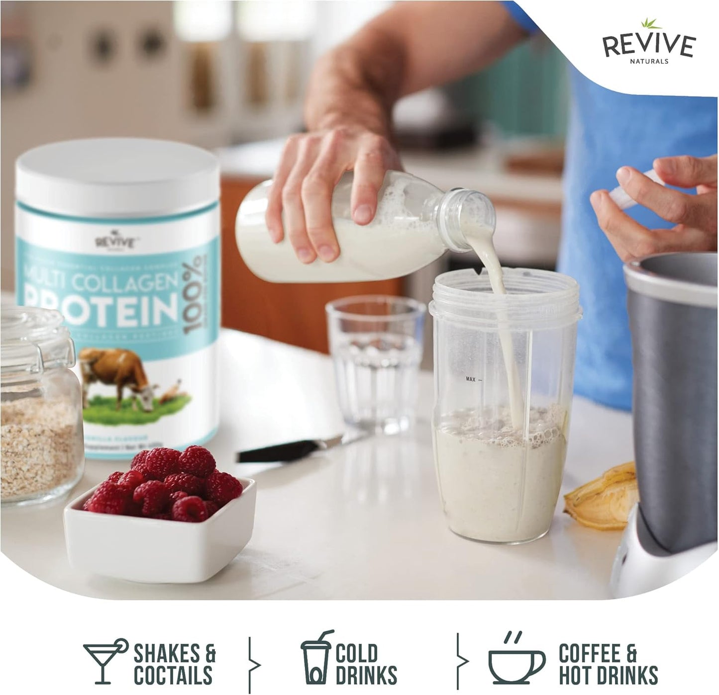 400g Unsweetened Vanilla Multi Collagen Protein Powder with 5 Types of Collagen Peptides - Grass Fed Bovine, Wild Caught Marine & Free-Range Chicken - Keto Friendly
