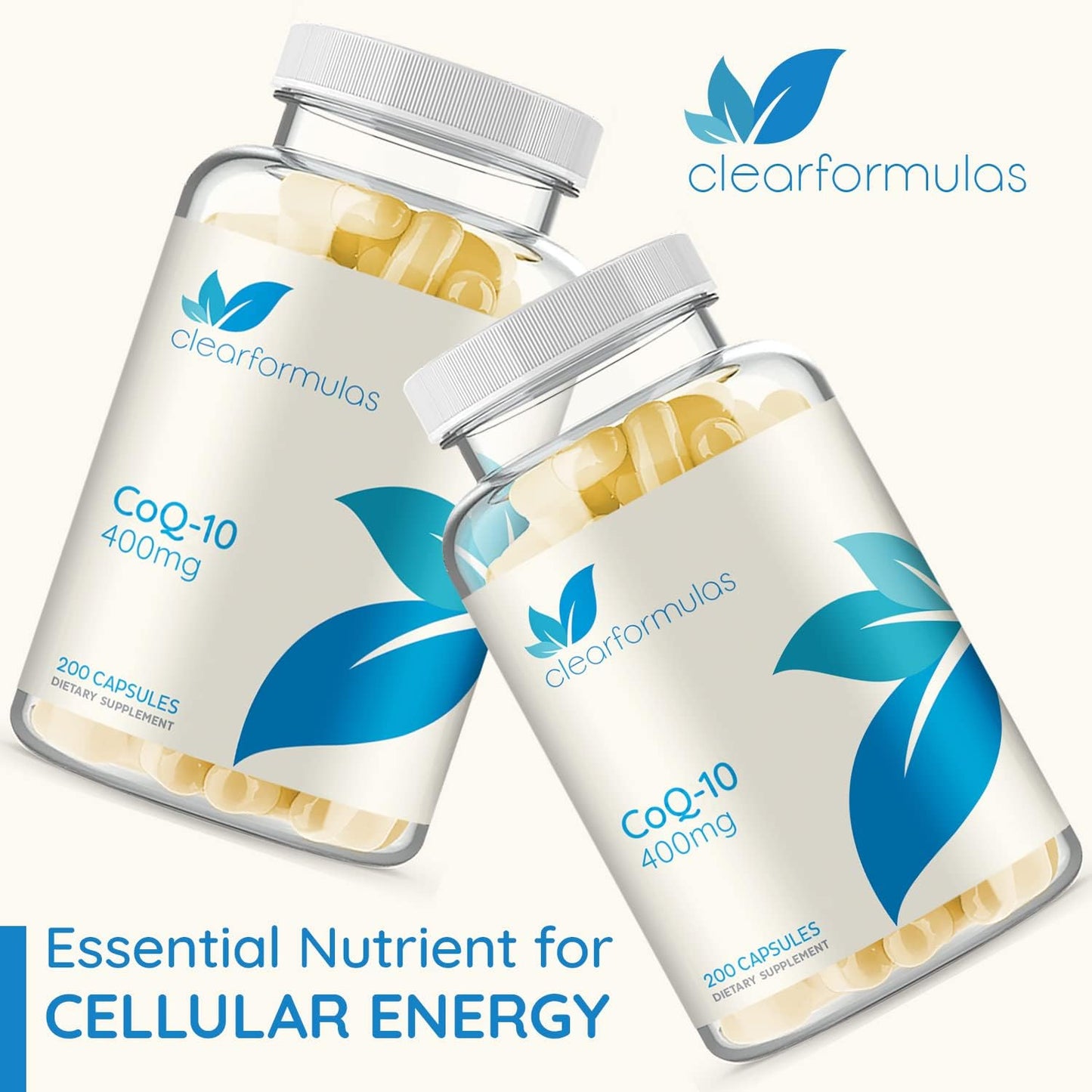 400mg CoQ10 Capsules - 200 Count for Quick Absorption - Non-GMO by ClearFormulas