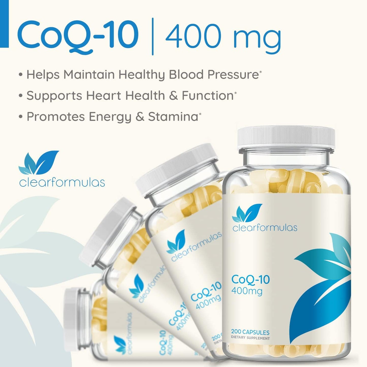 400mg CoQ10 Capsules - 200 Count for Quick Absorption - Non-GMO by ClearFormulas