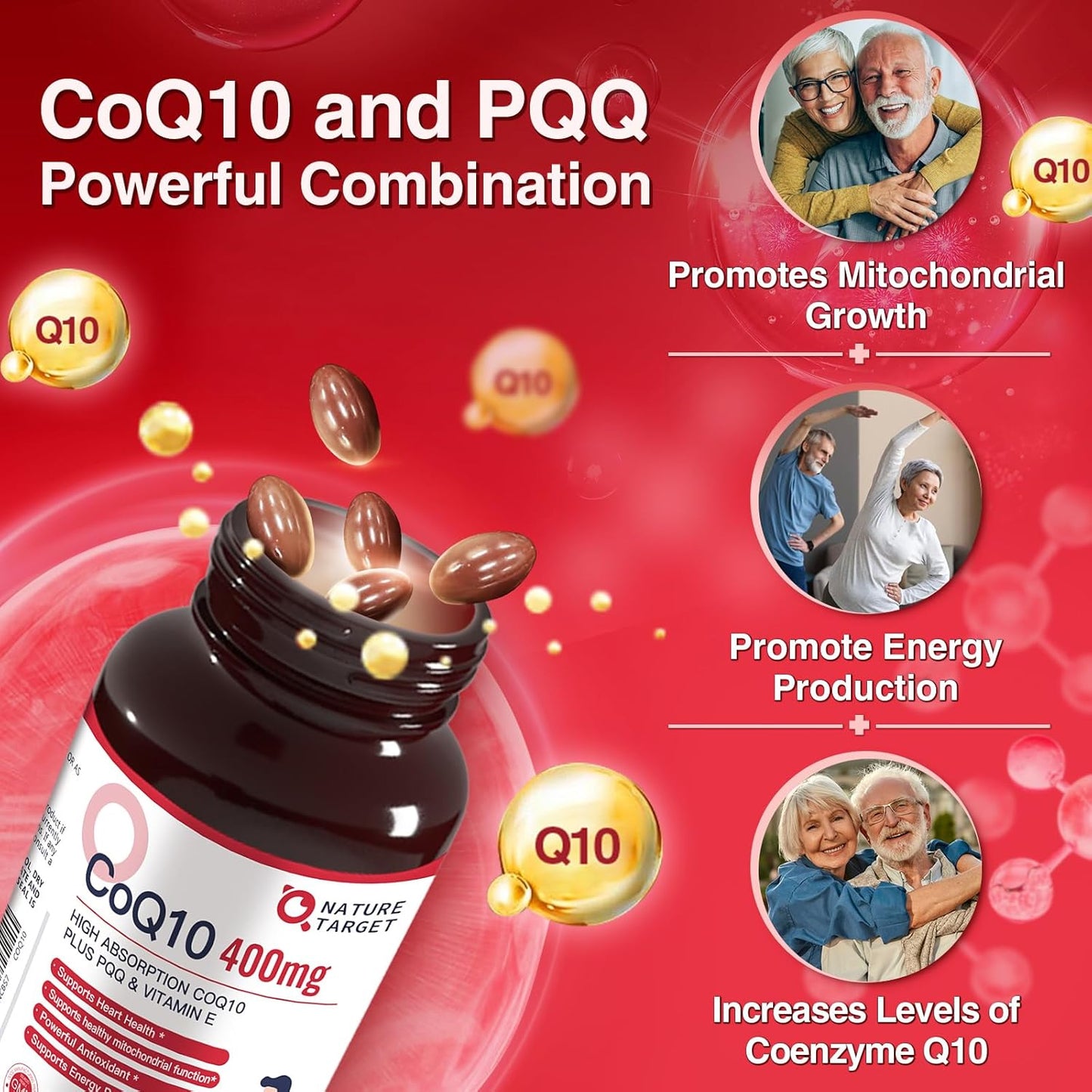 400mg CoQ10 & PQQ Supplement with Vitamin E & Olive Oil - High Absorption Antioxidant for Heart Health - 120 Servings