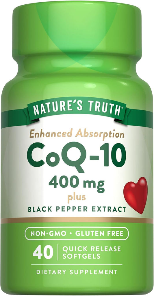 400mg CoQ10 Softgels | Maximum Strength for High Absorption | Non-GMO & Gluten Free