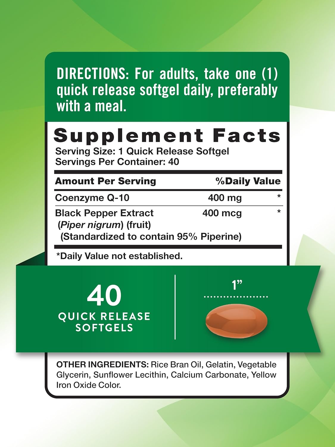 400mg CoQ10 Softgels | Maximum Strength for High Absorption | Non-GMO & Gluten Free