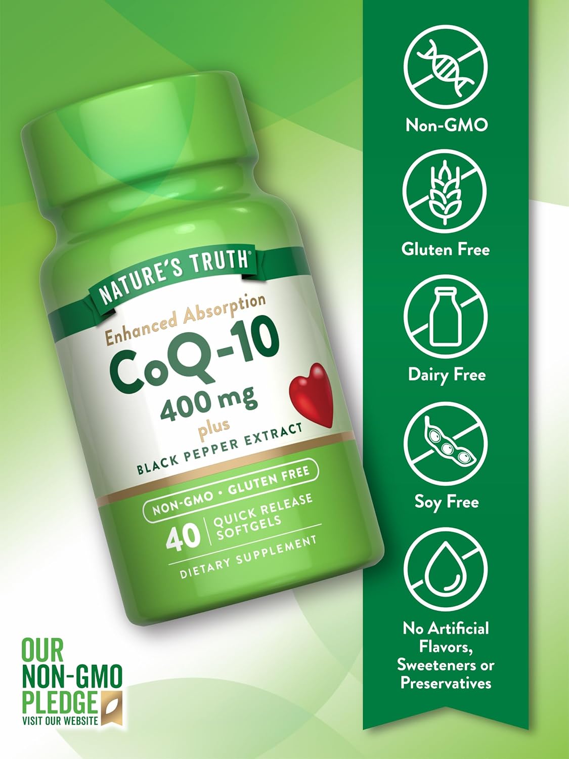 400mg CoQ10 Softgels | Maximum Strength for High Absorption | Non-GMO & Gluten Free