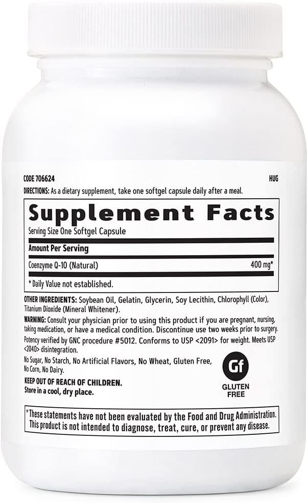 400mg GNC CoQ-10 Capsules for Heart Health - 60 Count