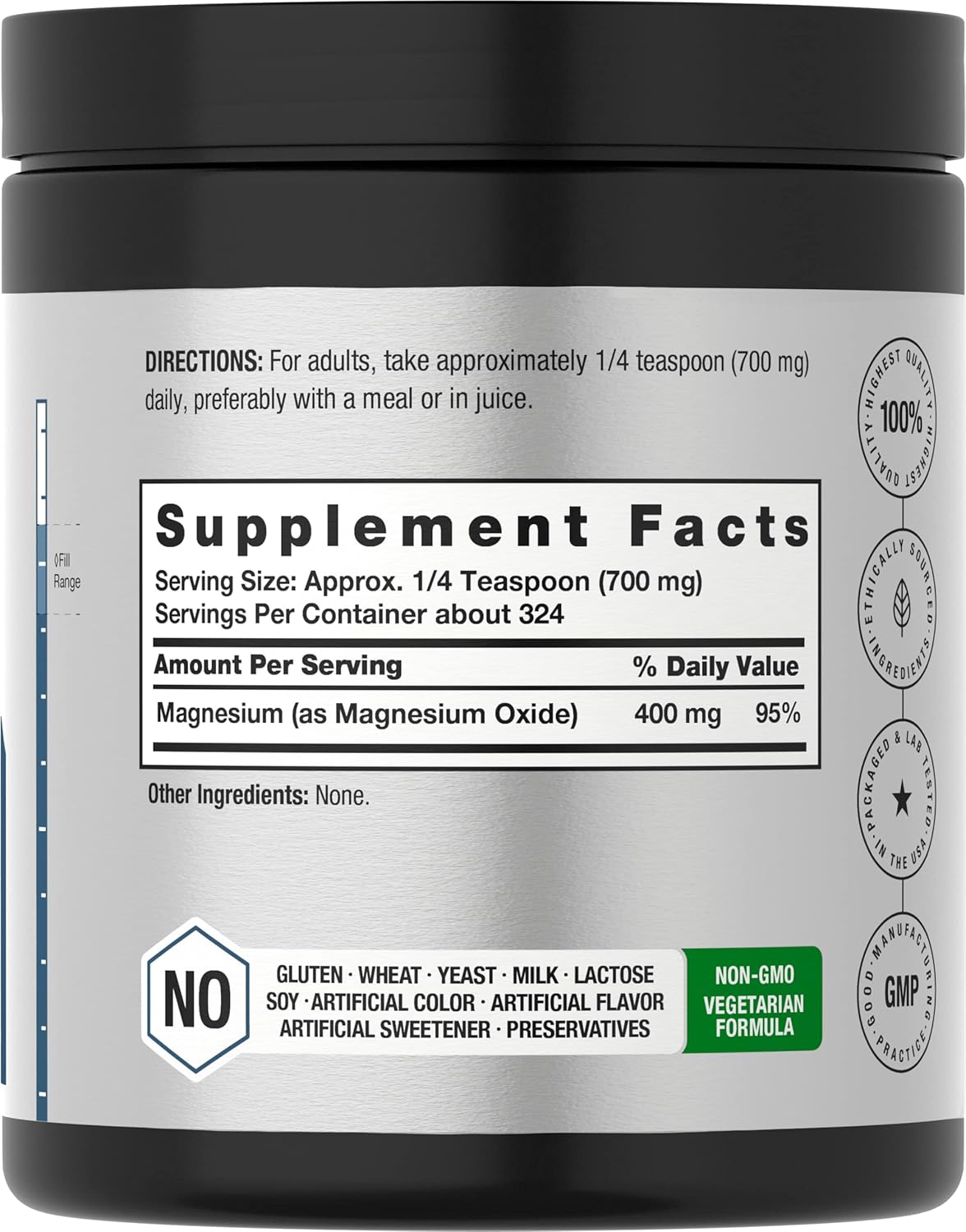 400mg Magnesium Oxide Powder Supplement - 8 Ounces (227 g) - Vegetarian, Non-GMO, Gluten Free Formula by Horbäach