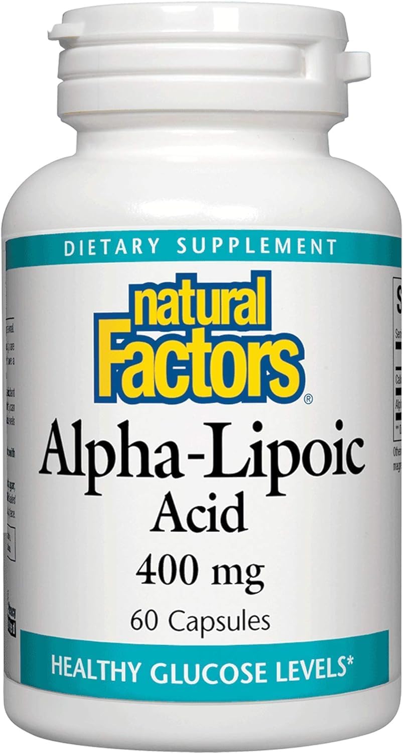 400mg Natural Factors Alpha-Lipoic Acid Capsules for Whole Body Antioxidant Support - 60 Count